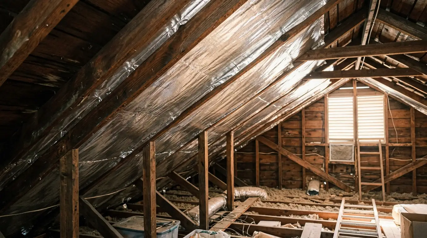 Radiant barrier in a New Orleans attic