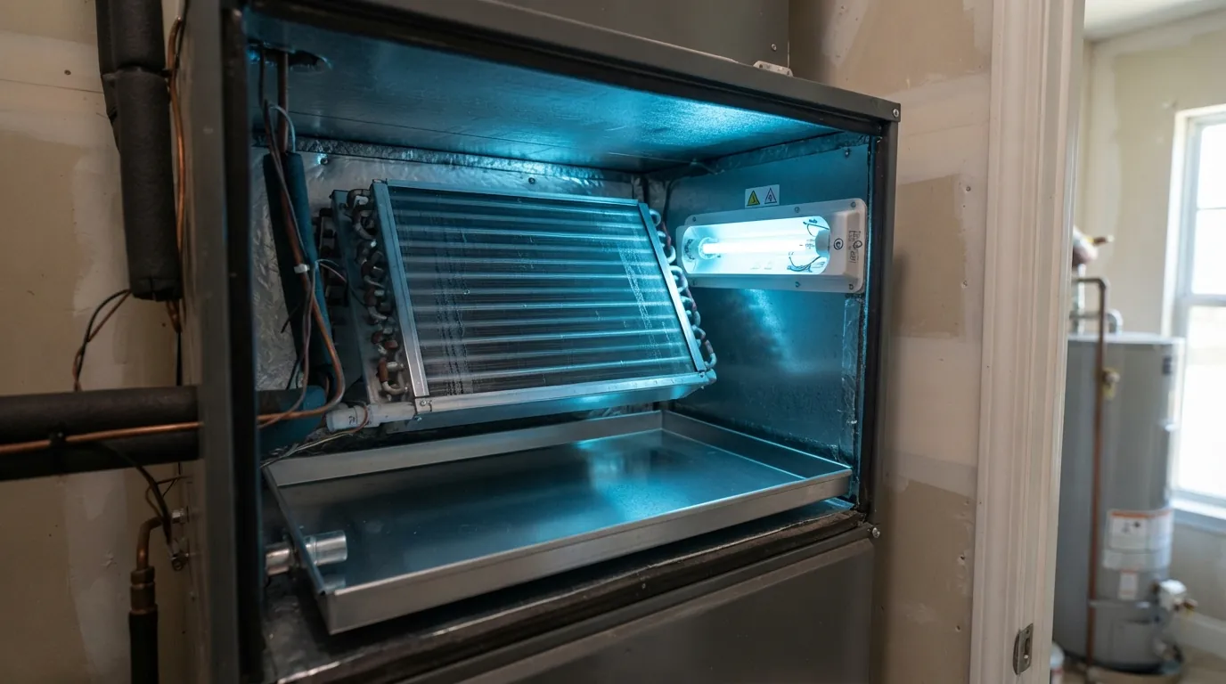 Clean coil maintained by a UV light
