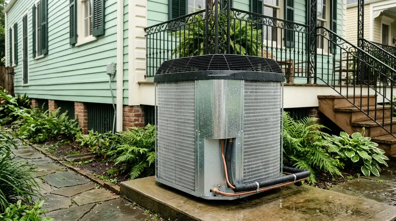 Outdoor AC coil after a tune-up cleaning