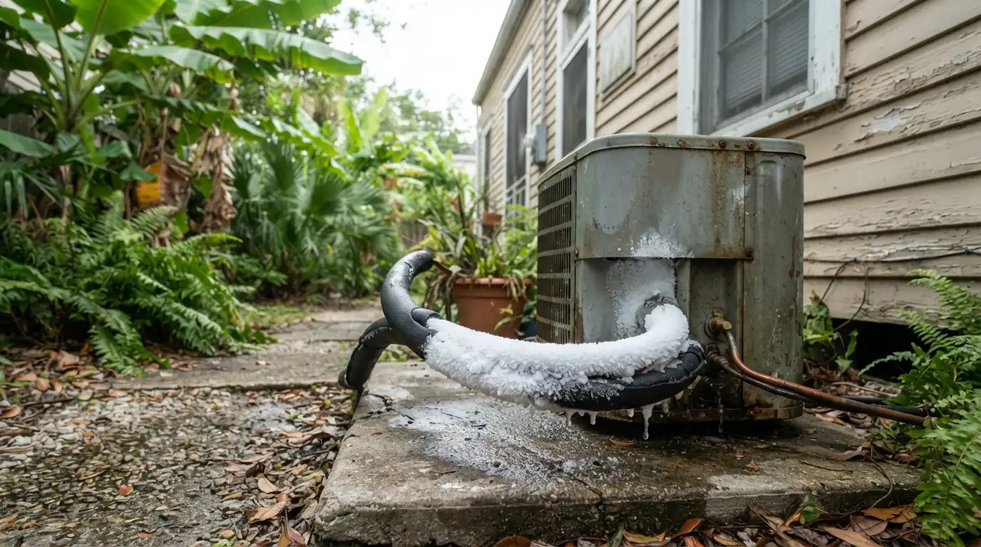 Frozen AC refrigerant line in New Orleans