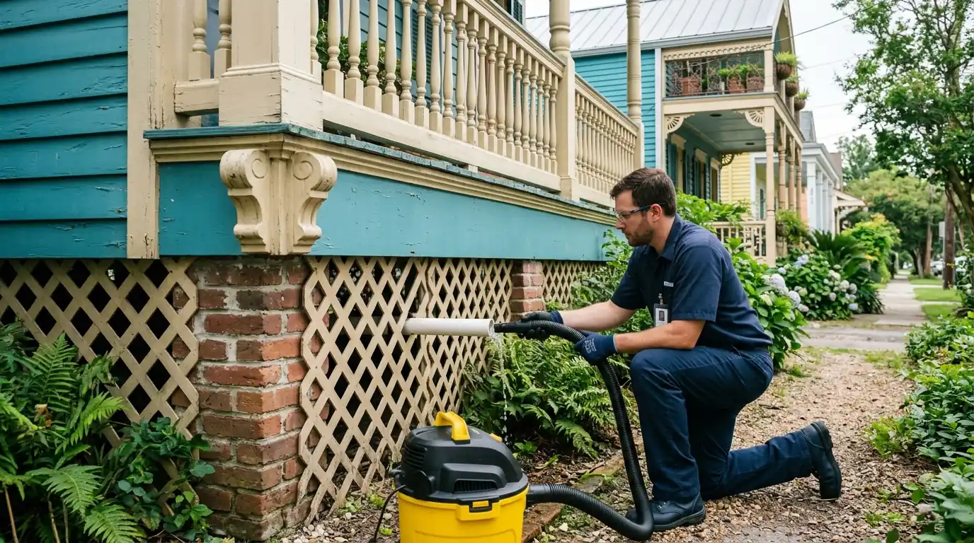 Clearing an AC drain line in New Orleans