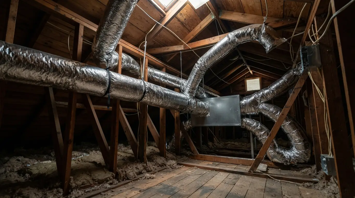 New ductwork installed in a New Orleans attic