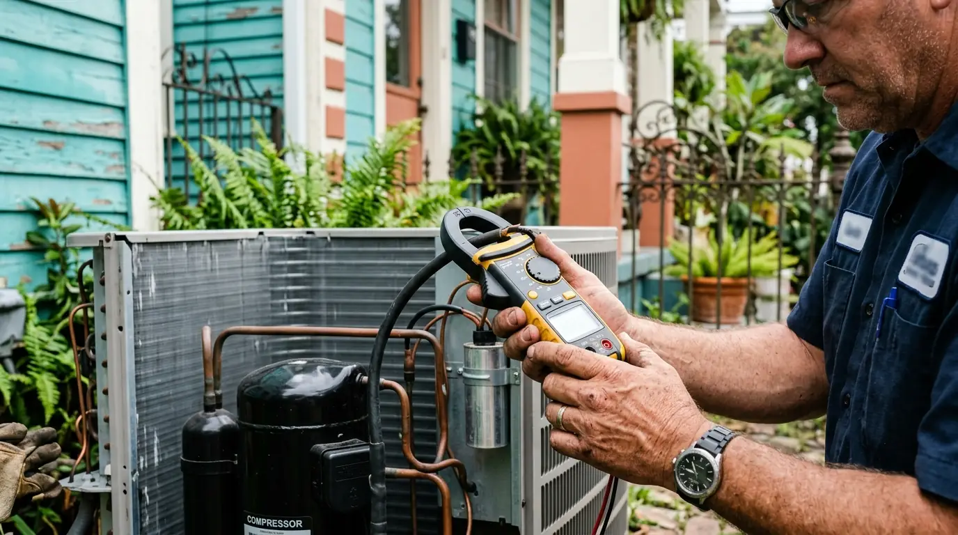 Testing an AC compressor in New Orleans