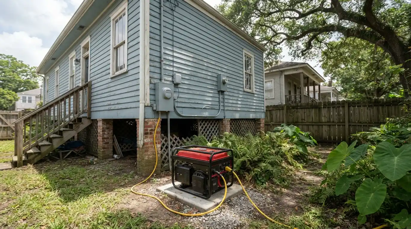 Generator ready to run central AC after a storm
