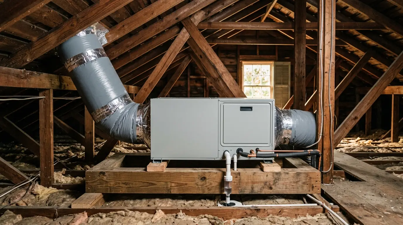 New air handler installed in a New Orleans attic