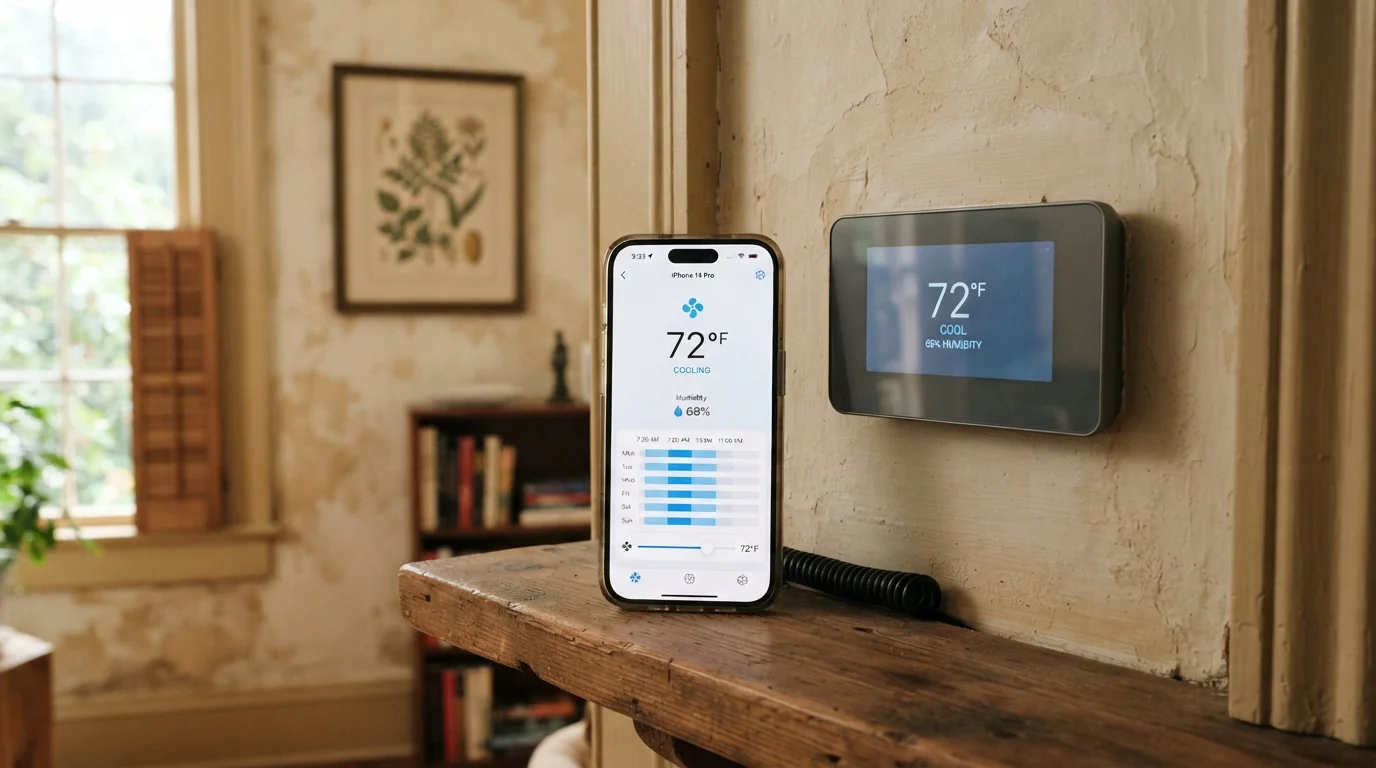 Smart thermostat schedule set up for humidity