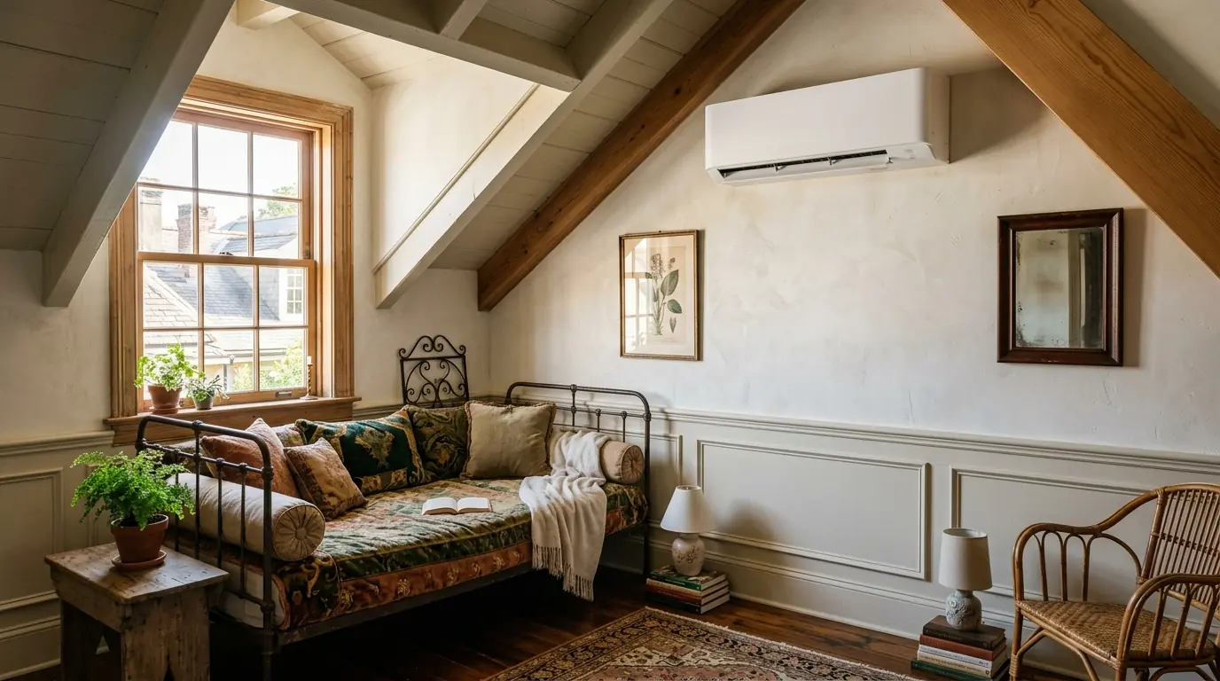 Ductless mini-split in a converted attic in New Orleans