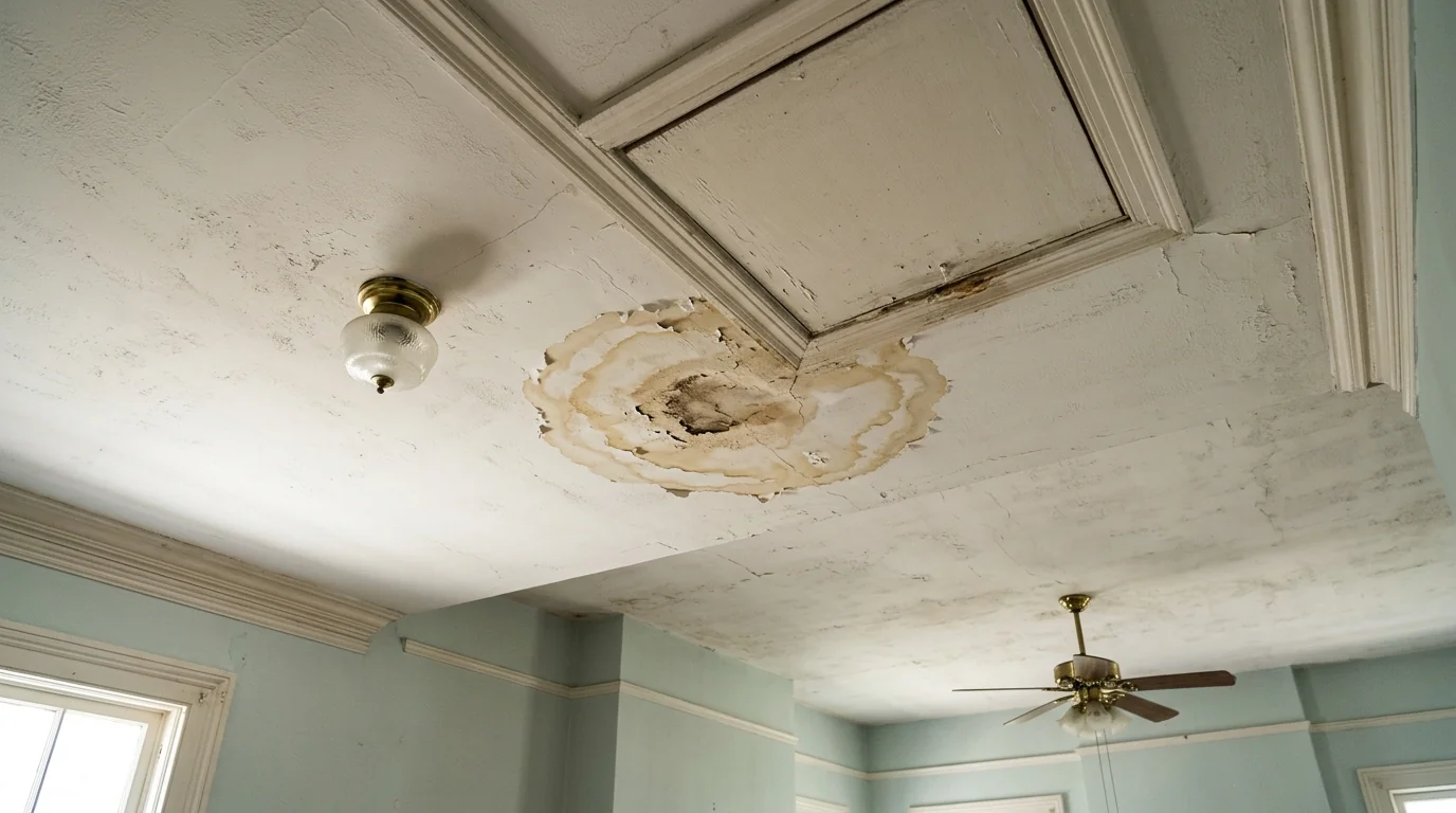 Ceiling water stain from an AC leak in New Orleans