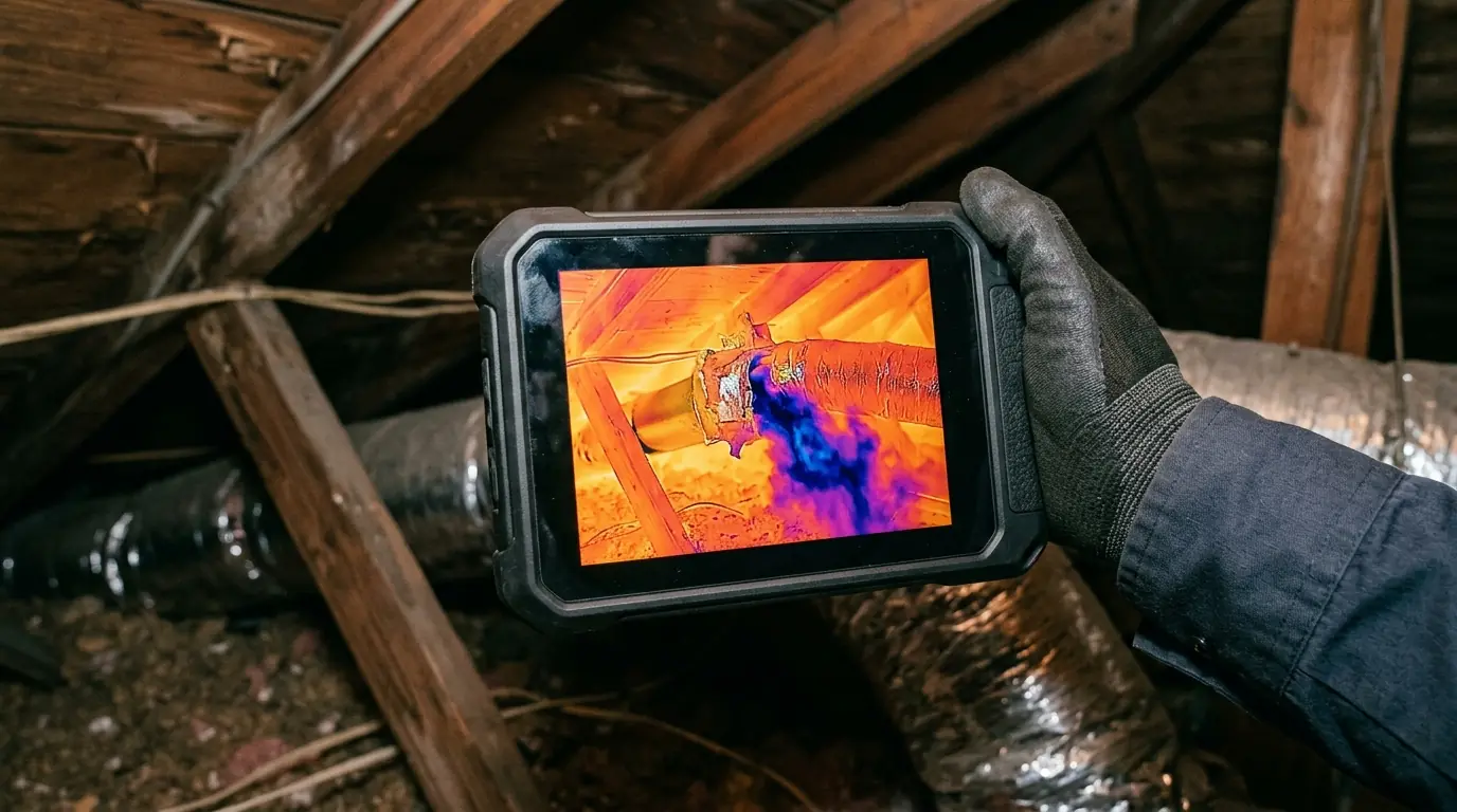Finding duct leaks with a thermal camera