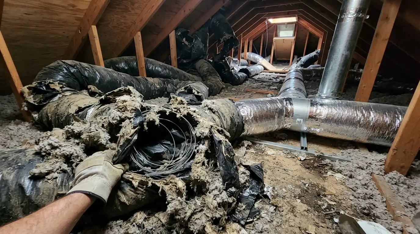 Old ductwork removed during replacement