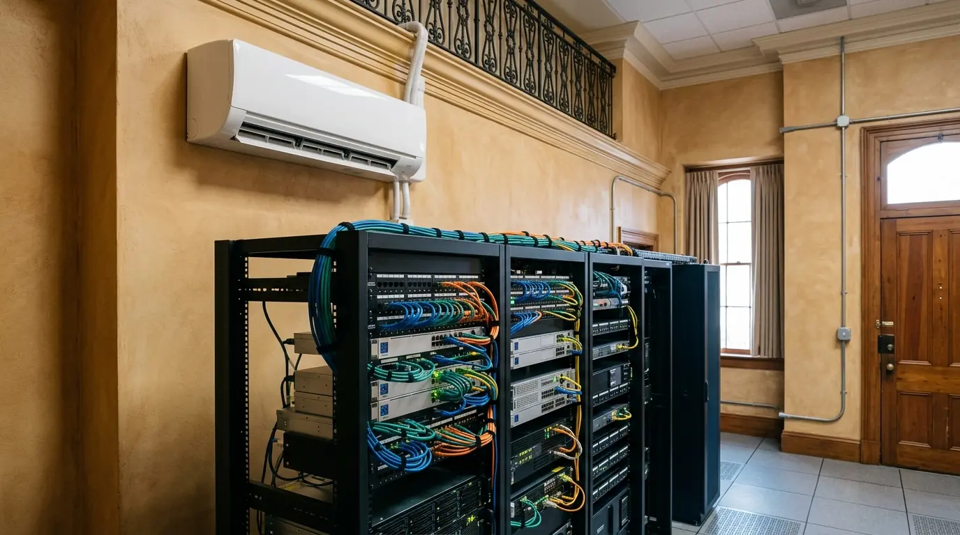 Server room ductless cooling in a New Orleans office