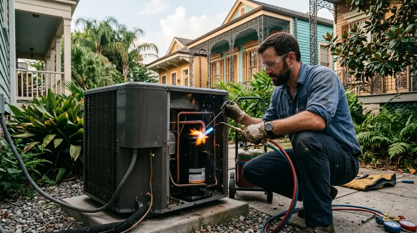 Compressor replacement on a New Orleans AC unit