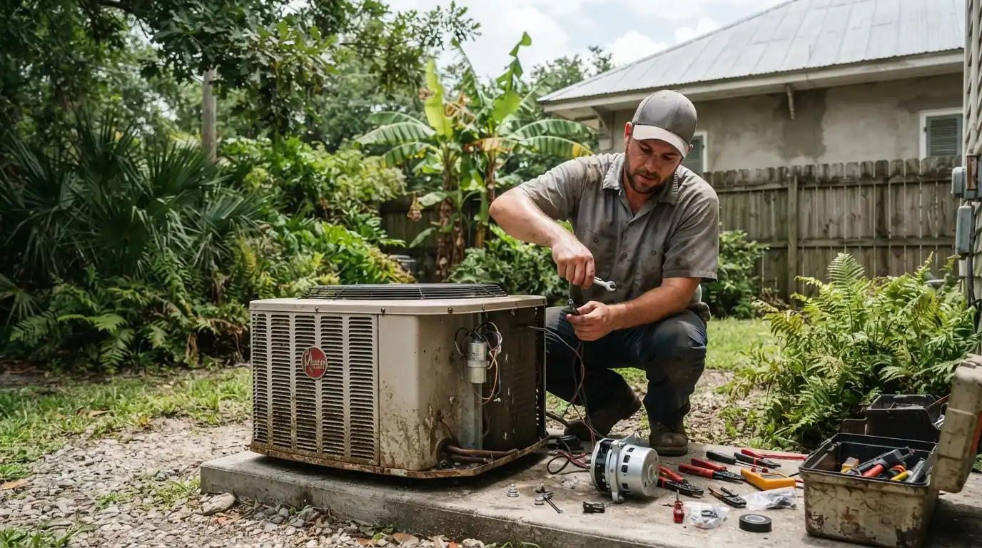 Condenser fan motor replacement on an emergency call