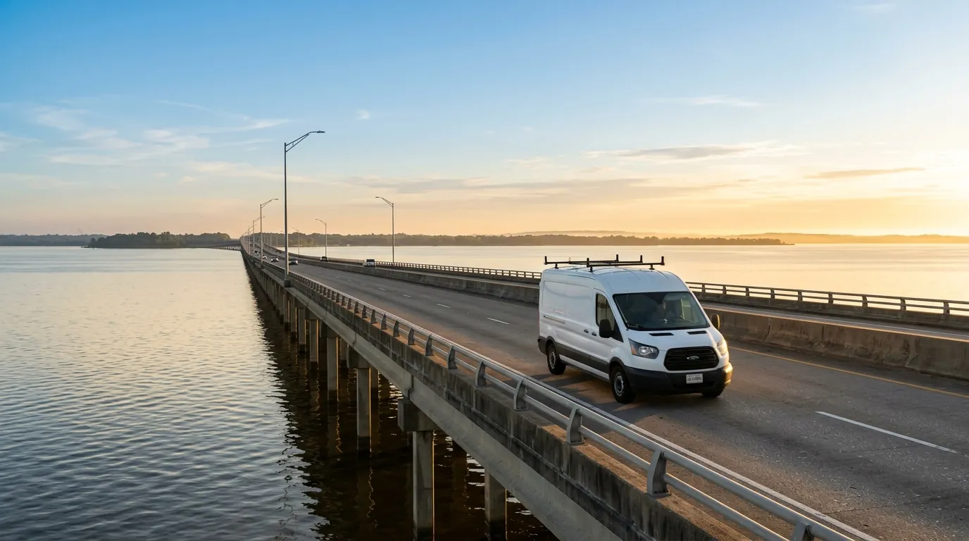 Service van heading to the Northshore from New Orleans