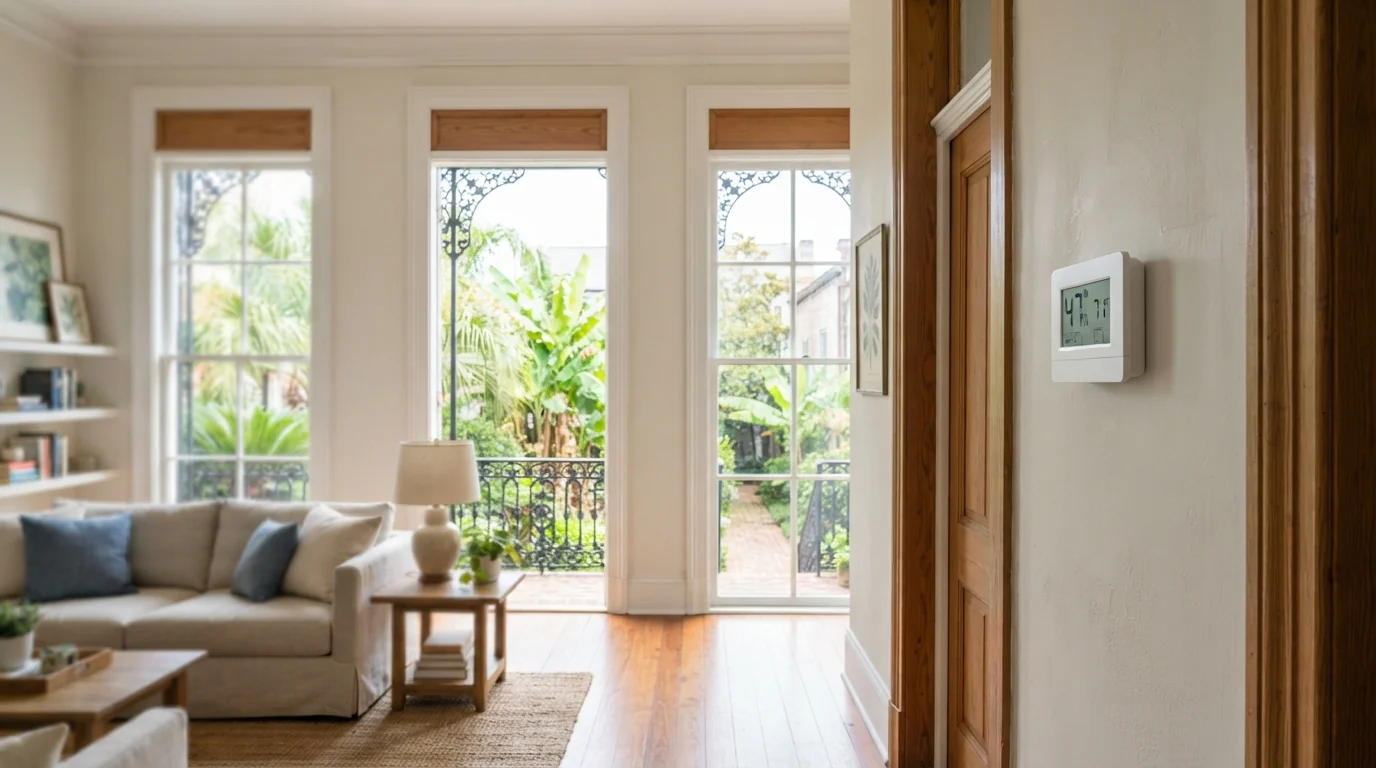 Humidity reading on a control in a New Orleans home