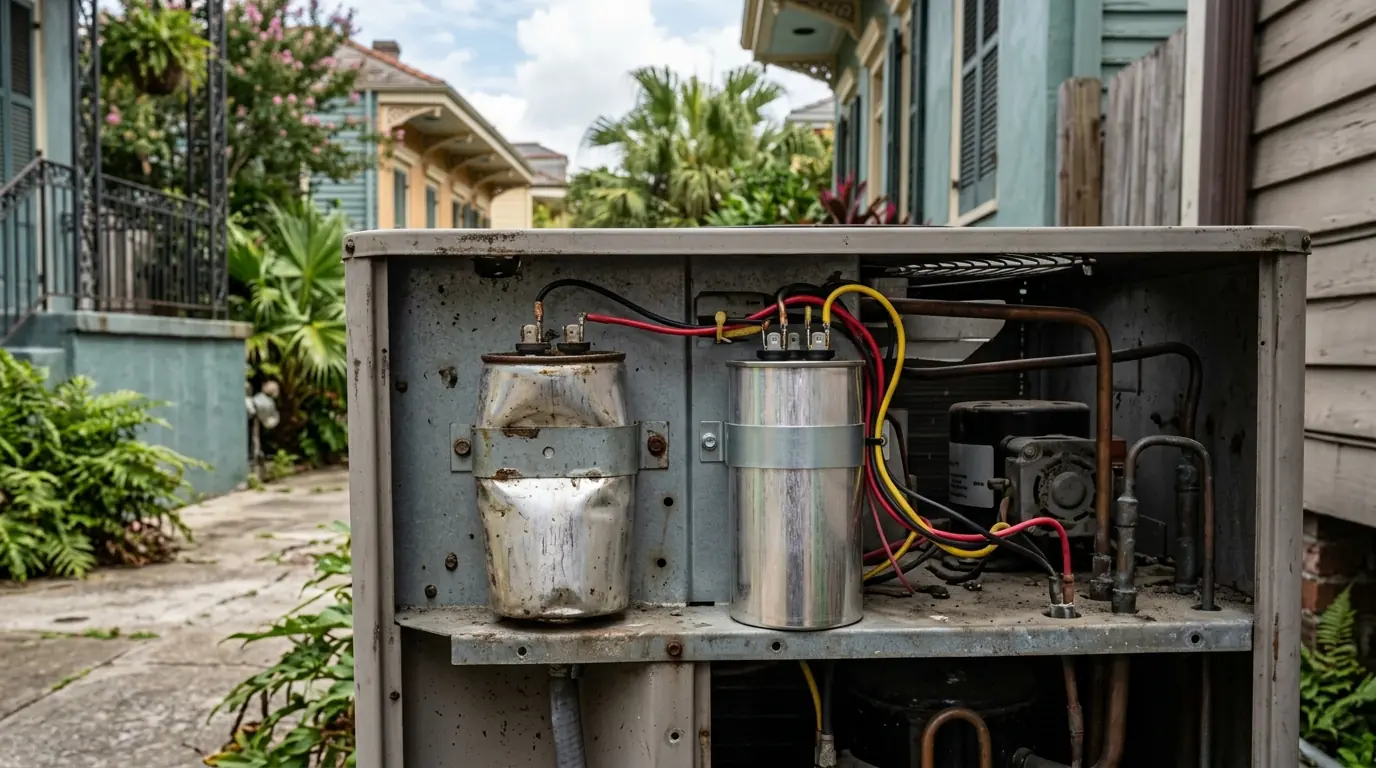Failed AC capacitor in New Orleans