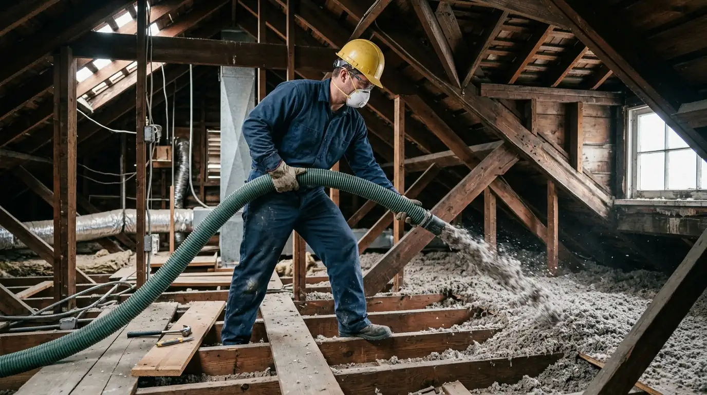 Blown-in attic insulation in New Orleans