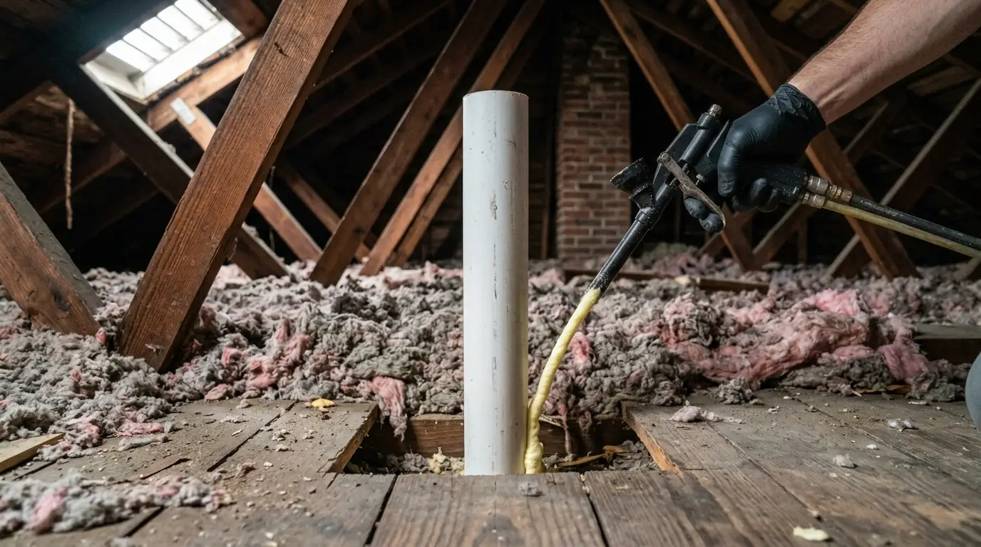 Attic air sealing around penetrations