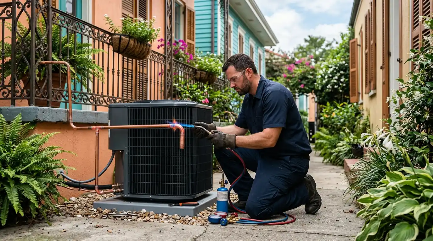 Line set connection on a new AC installation