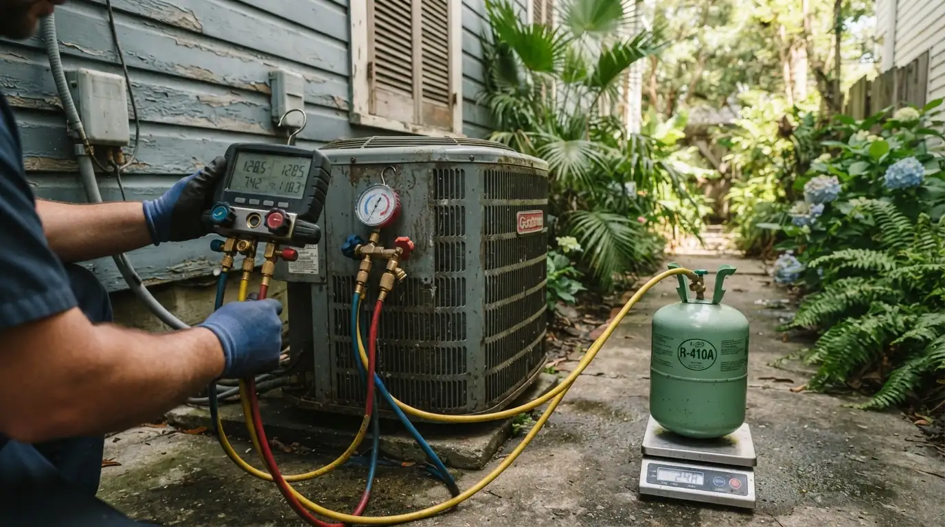 Recharging an AC by weight after a leak repair