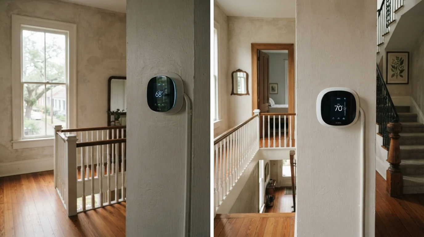 Zone thermostats upstairs and downstairs