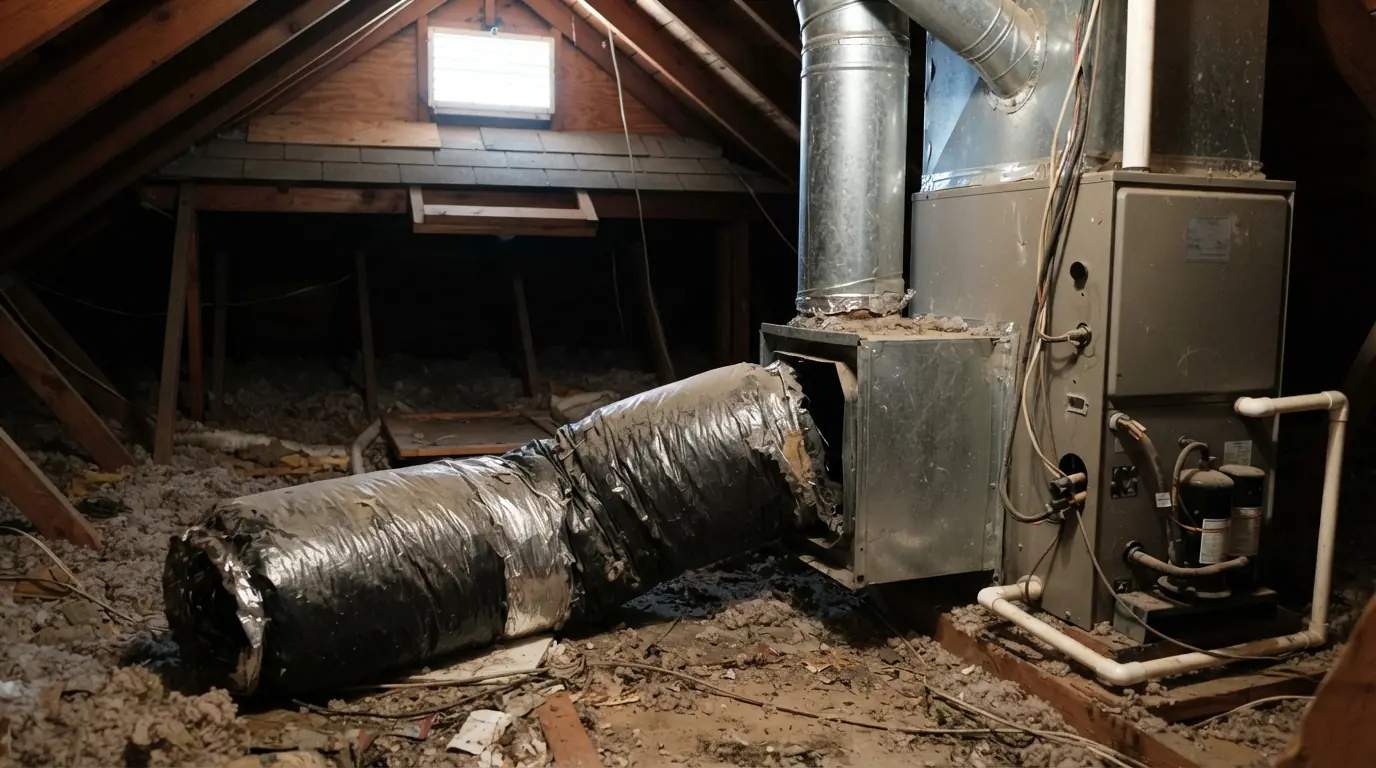 Disconnected attic duct found in a New Orleans home